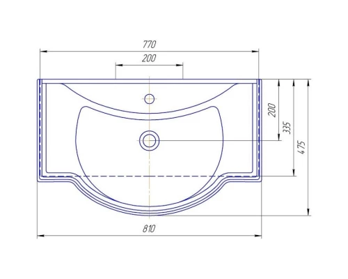 Тумба с раковиной белый глянец 81 см Bellezza Абрис 4639719130010 + 4620008198941