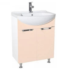 Тумба с раковиной бежевый глянец/белый глянец 55 см Bellezza Альфа 4638808000074 + 4607152360660