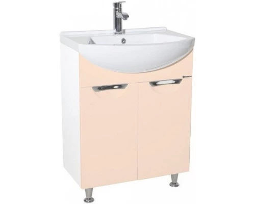 Тумба с раковиной бежевый глянец/белый глянец 55 см Bellezza Альфа 4638808000074 + 4607152360660