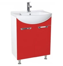 Тумба с раковиной красный глянец/белый глянец 55 см Bellezza Альфа 4638808000036 + 4607152360660