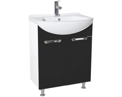 Тумба с раковиной черный глянец/белый глянец 55 см Bellezza Альфа 4638808000043 + 4607152360660