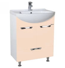 Тумба с раковиной бежевый глянец/белый глянец 55 см Bellezza Альфа 4638808070077 + 4607152360660