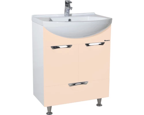 Тумба с раковиной бежевый глянец/белый глянец 55 см Bellezza Альфа 4638808070077 + 4607152360660