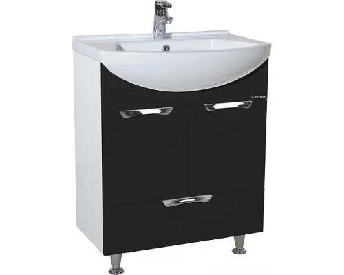 Тумба с раковиной черный глянец/белый глянец 55 см Bellezza Альфа 4638808070046 + 4607152360660
