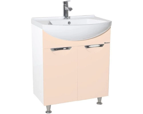 Тумба с раковиной бежевый глянец/белый глянец 65 см Bellezza Альфа 4638810000079 + 4640021622155