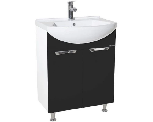 Тумба с раковиной черный глянец/белый глянец 65 см Bellezza Альфа 4638810000048 + 4640021622155