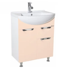 Тумба с раковиной бежевый глянец/белый глянец 65 см Bellezza Альфа 4638810090070 + 4640021622155