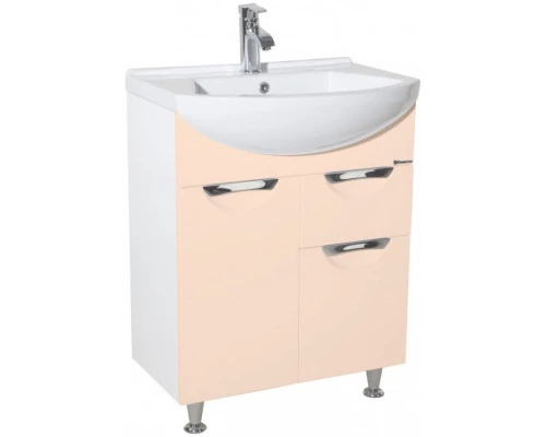 Тумба с раковиной бежевый глянец/белый глянец 65 см Bellezza Альфа 4638810090070 + 4640021622155