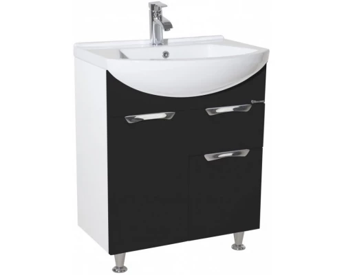 Тумба с раковиной черный глянец/белый глянец 65 см Bellezza Альфа 4638810090049 + 4640021622155