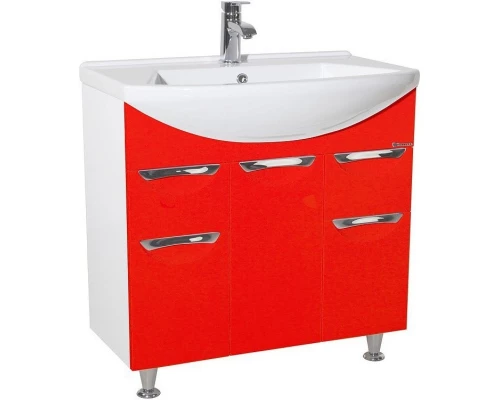 Тумба с раковиной красный глянец/белый глянец 75,8 см Bellezza Альфа 4638812110035 + 4660018640092