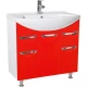 Тумба с раковиной красный глянец/белый глянец 75,8 см Bellezza Альфа 4638812110035 + 4660018640092