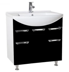 Тумба с раковиной черный глянец/белый глянец 75,8 см Bellezza Альфа 4638812110042 + 4660018640092