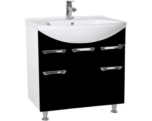 Тумба с раковиной черный глянец/белый глянец 75,8 см Bellezza Альфа 4638812110042 + 4660018640092