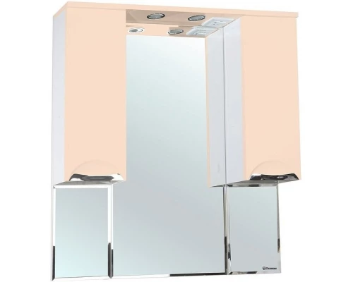 Зеркальный шкаф 90x100 см бежевый глянец/белый глянец Bellezza Альфа 4618815000076