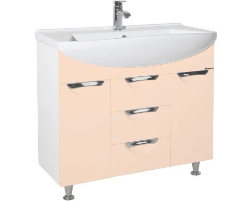 Тумба с раковиной бежевый глянец/белый глянец 90,6 см Bellezza Альфа 4638815110070 + 4660018640153