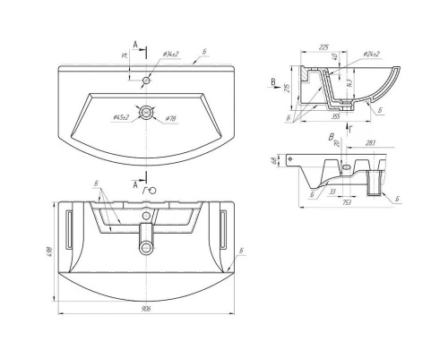 Тумба с раковиной белый глянец 90,6 см Bellezza Альфа 4638815110018 + 4660018640153