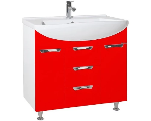 Тумба с раковиной красный глянец/белый глянец 90,6 см Bellezza Альфа 4638815110032 + 4660018640153