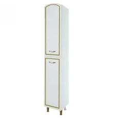 Пенал напольный с бельевой корзиной белый глянец золотая патина L Bellezza Амелия 4620304082388