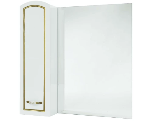 Зеркальный шкаф 68x80 см белый глянец золотая патина L Bellezza Амелия 4610311002387