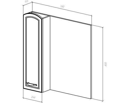 Зеркальный шкаф 78x80 см белый глянец золотая патина L Bellezza Амелия 4610313002385