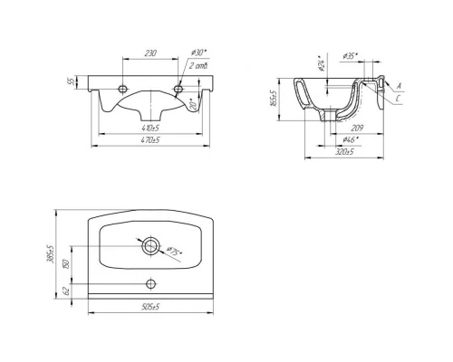 Тумба с раковиной белый глянец 50,5 см Bellezza Анкона 4639606190011 + 4690311009944