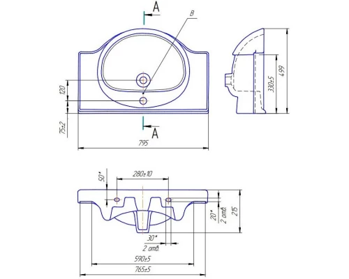 Тумба с раковиной белый глянец 79,5 см Bellezza Анкона 4639613190011 + 4690311008985
