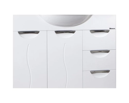Тумба с раковиной белый глянец 106,5 см с бельевой корзиной Bellezza Глория 4638518080014 + 4620008197340