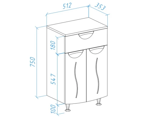 Тумба белый глянец 51,2 см Bellezza Глория 4639506000014
