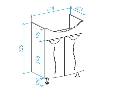 Тумба с раковиной белый глянец 65,5 см Bellezza Глория 4639510000017 + 4640021060940