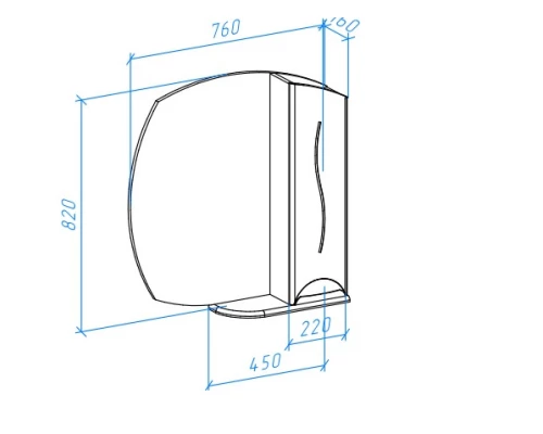 Зеркальный шкаф 76x82 см белый глянец R Bellezza Глория 4619512001014