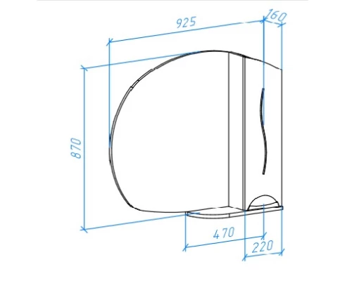 Зеркальный шкаф 92,5x87 см белый глянец R Bellezza Глория 4619514001012