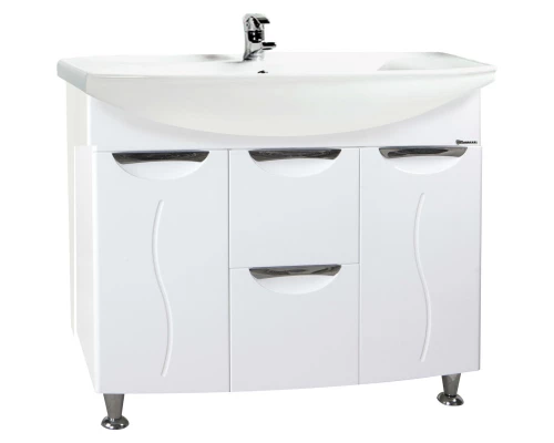 Тумба с раковиной белый глянец 86,5 см с бельевой корзиной Bellezza Глория 4638514100013 + 4620008197357