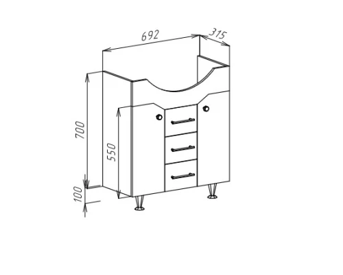 Тумба с раковиной белый глянец 76 см Bellezza Джулия 4631212000012 + 4620008197371