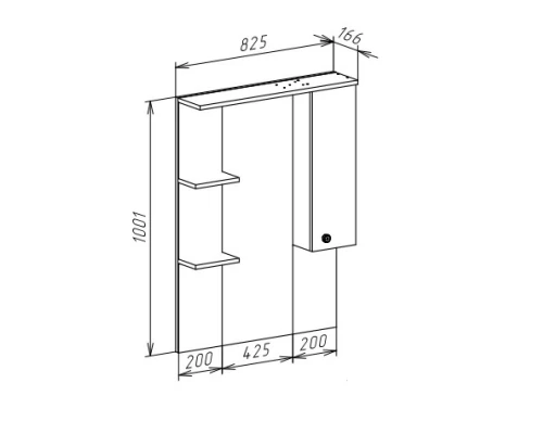 Зеркальный шкаф 82,5x100,1 см белый глянец R Bellezza Джулия 4611214001019