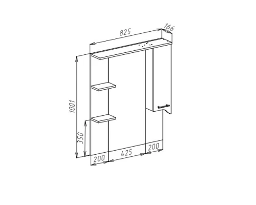 Зеркальный шкаф 82,5x100,1 см белый глянец R Bellezza Дрея 4611314001018