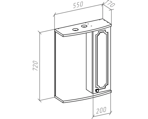 Зеркальный шкаф 55x72 см белый глянец R Bellezza Кантри 4619908001017