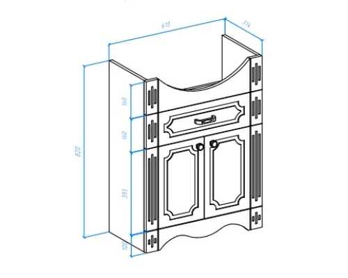 Тумба с раковиной белый глянец 65,5 см Bellezza Кантри 4639910090014 + 4607104872197