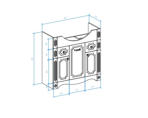 Тумба с раковиной белый глянец 86,5 см Bellezza Кантри 4639914000019 + 4620008197357