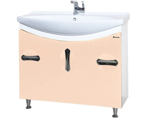 Тумба с раковиной бежевый глянец/белый глянец 106,5 см Bellezza Лагуна 4632118110072 + 4620008197340