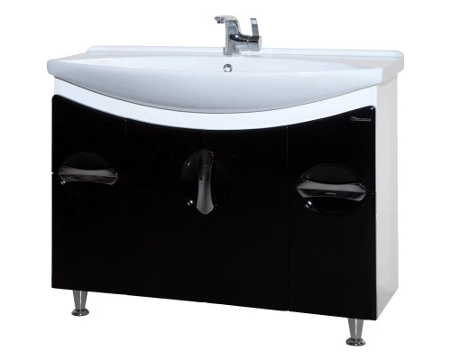 Тумба с раковиной черный глянец/белый глянец 106,5 см Bellezza Лагуна 4632118110041 + 4620008197340