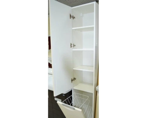 Пенал напольный с бельевой корзиной белый глянец L Bellezza Лагуна 4622107082015