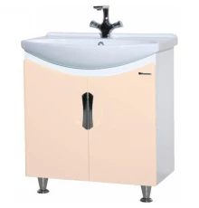 Тумба с раковиной бежевый глянец/белый глянец 65 см Bellezza Лагуна 4632110240074 + 4620000149897