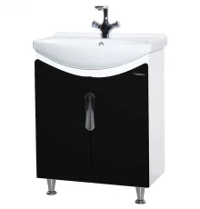 Тумба с раковиной черный глянец/белый глянец 65 см Bellezza Лагуна 4632110240043 + 4620000149897
