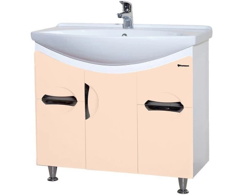Тумба с раковиной бежевый глянец/белый глянец 86,5 см Bellezza Лагуна 4632114110076 + 4620008197357