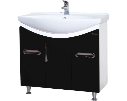 Тумба с раковиной черный глянец/белый глянец 86,5 см Bellezza Лагуна 4632114110045 + 4620008197357