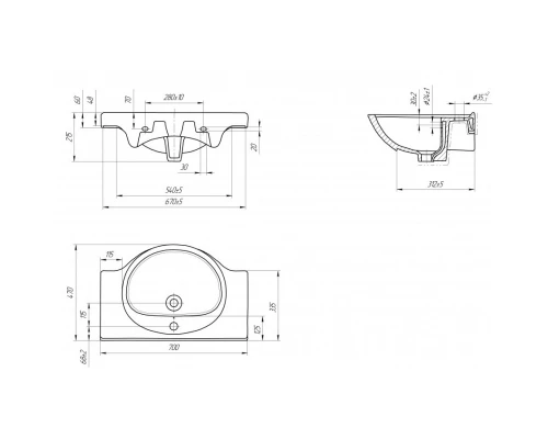 Тумба с раковиной белый глянец 70 см Bellezza Амелия 4630311000015 + 4690311008978