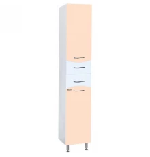 Пенал напольный с бельевой корзиной бежевый глянец/белый глянец L/R Bellezza Мари 4622904110225