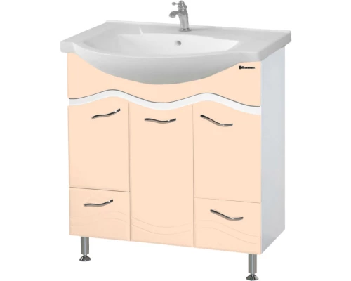 Тумба с раковиной бежевый глянец/белый глянец 76 см Bellezza Мари 4632912000227 + 4620008197371