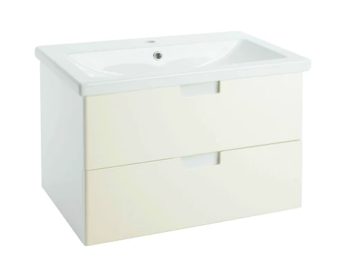 Тумба с раковиной бежевый глянец/белый глянец 100 см Bellezza Пегас 4630417270077 + 5902115715297