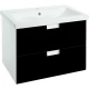Тумба с раковиной черный глянец/белый глянец 60 см Bellezza Пегас 4630409270047 + 4690311045409